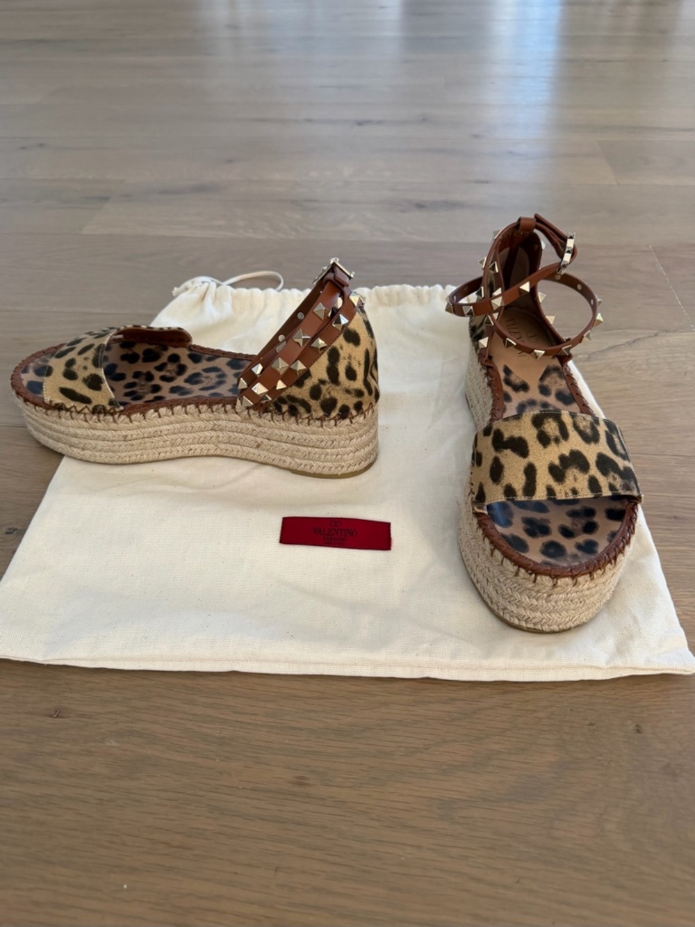 Valentino Leopard Rockstud Platform Espadrille. only worn once! Size 39